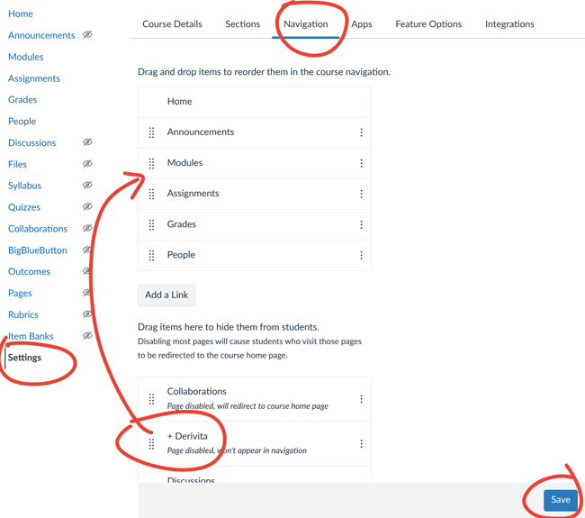 A visualization of the steps for adding the course dashboard